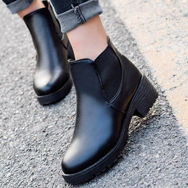 데일리 여성 앵클 부츠 워커 여성 첼시 부츠 블랙
