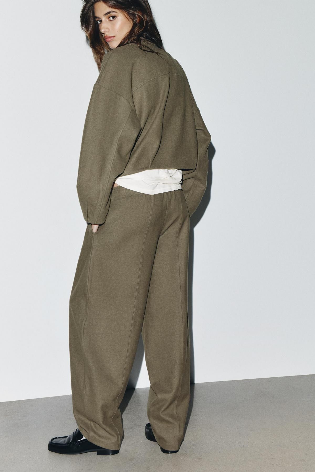 자라 소프트 스트레이트 와이드 슬랙스 팬츠 4174/849 KHAKI - 상세 이미지 5