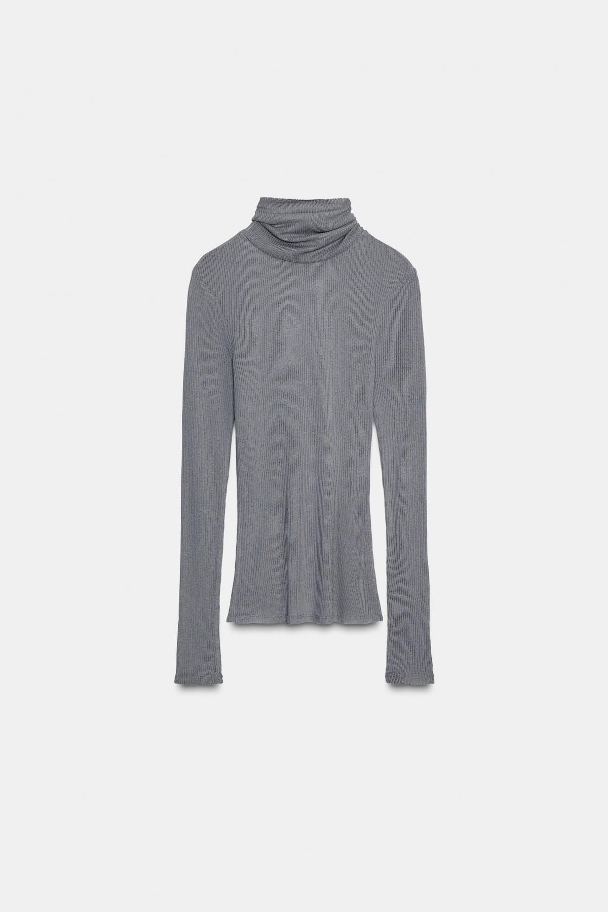 자라 베이직 골지 하이넥 니트 탑 1223/480 PEARL GREY - 상품 이미지