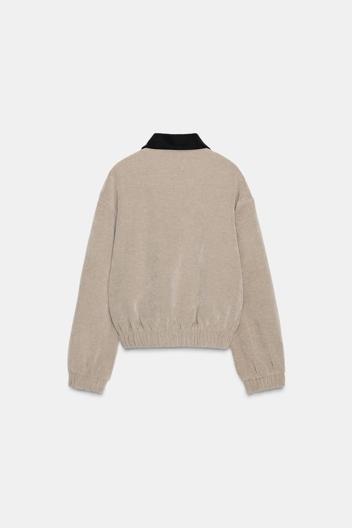 자라 코듀로이 배색 카라 집업 재킷 5063/888 BEIGE - 상세 이미지 5