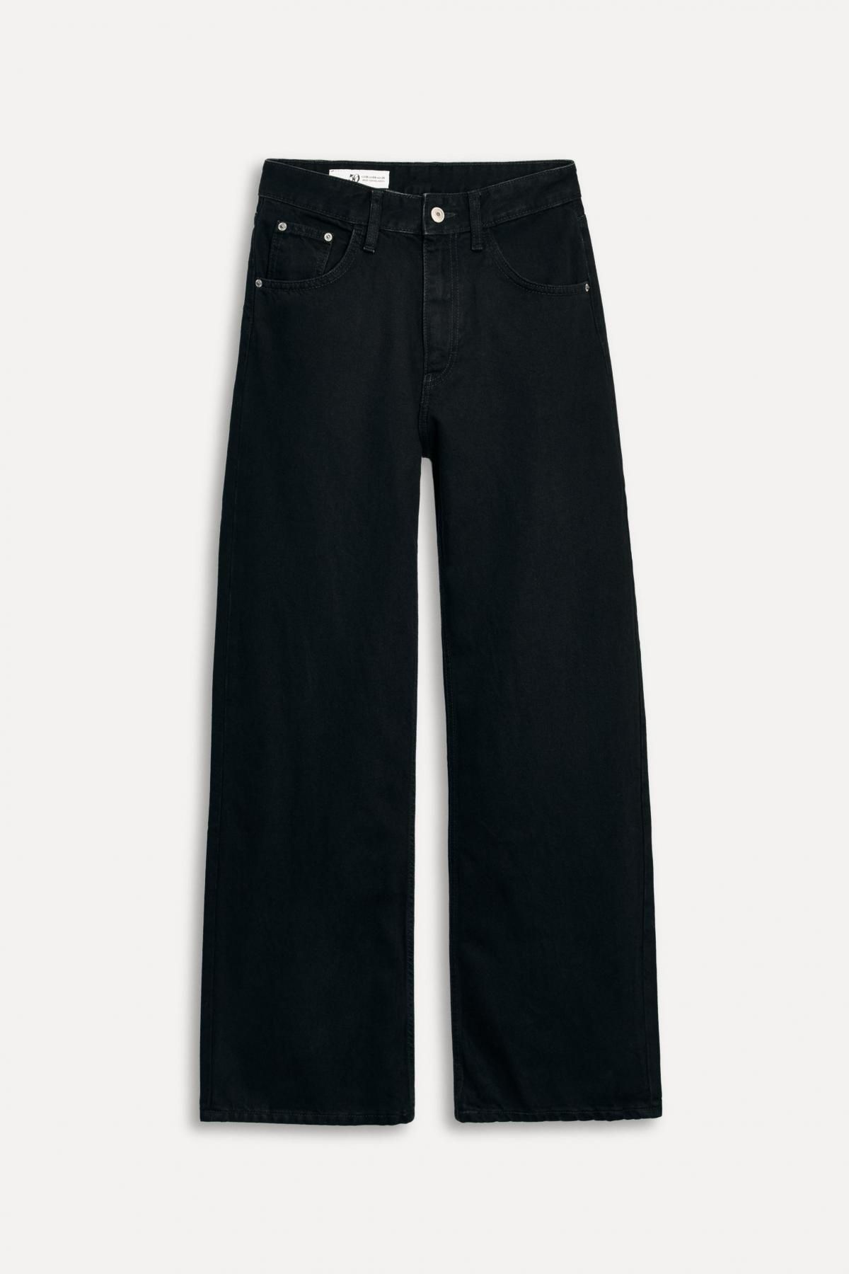자라 하이라이즈 커브드핏 데님 와이드 진 50주년 8727/111 BLACK - 메인 이미지