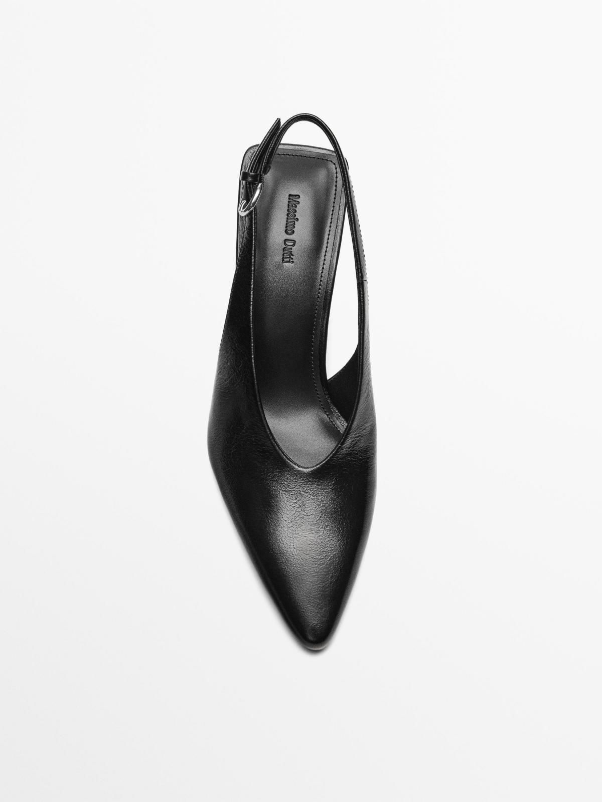 마시모두띠 프리미엄 레더 8cm 힐 슬링백 슈즈 1405/750 BLACK - 상세 이미지 5