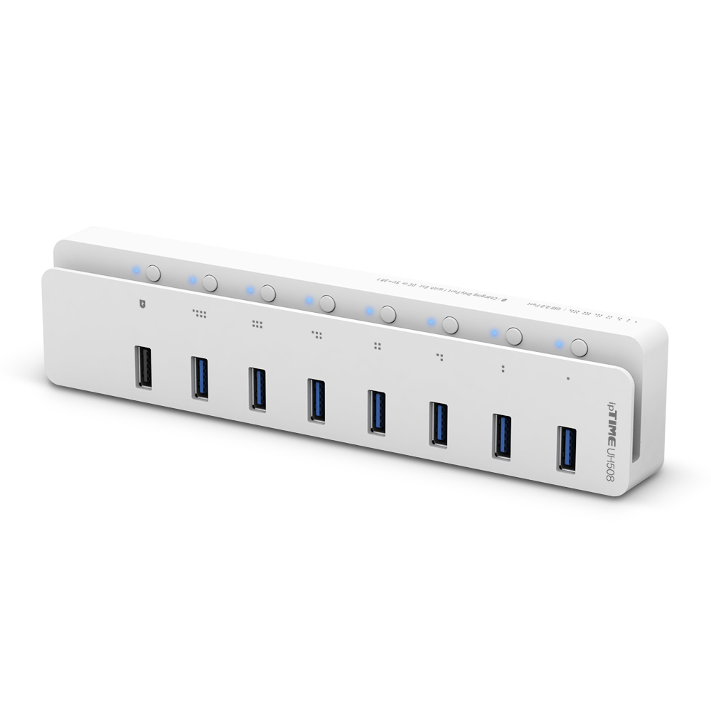 ipTIME UH508 USB3.0 Gen2 유전원 8포트 USB허브 무전원 충전콘센트 이미지 6