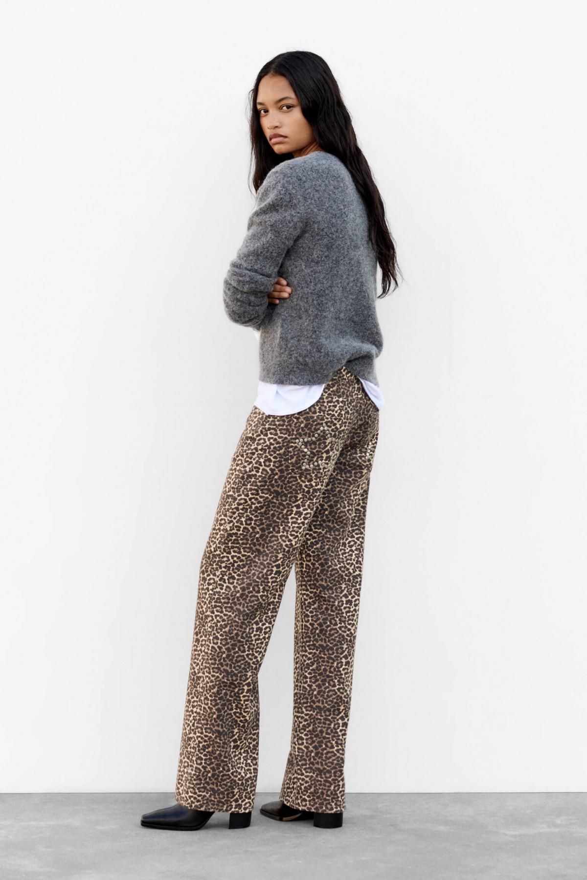 풀앤베어 애니멀 프린트 스트레이트핏 청바지 7683/377 LEOPARD - 상세 이미지 4
