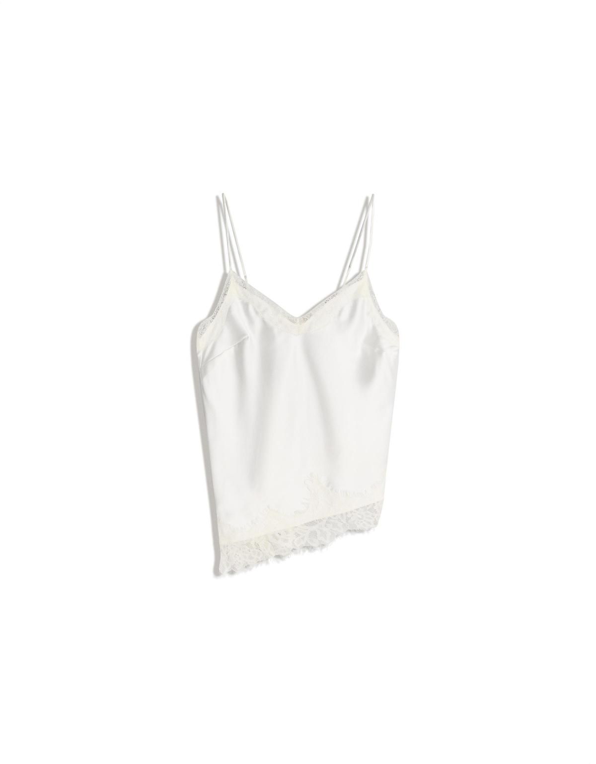 버쉬카 트렌디 새틴 비대칭 스트랩 탑 8817/692 CREAM - 상세 이미지 3