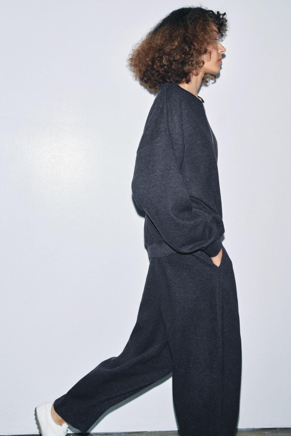 자라 소프트 리브드 지퍼넥 스웨트셔츠 3253/846 DARK GREY - 상세 이미지 4