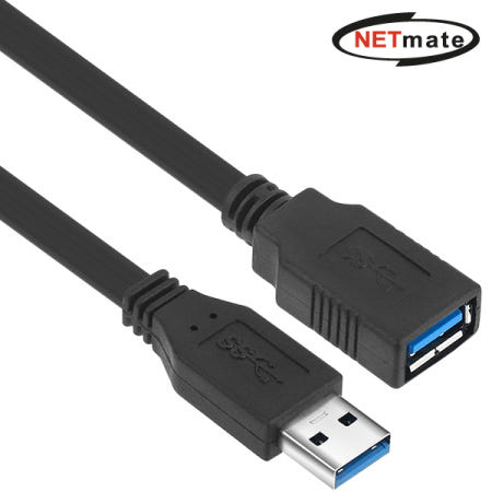 강원전자 넷메이트 USB3.0 연장 AM-AF FLAT 케이블 2m (블랙) NMC-UFG302F