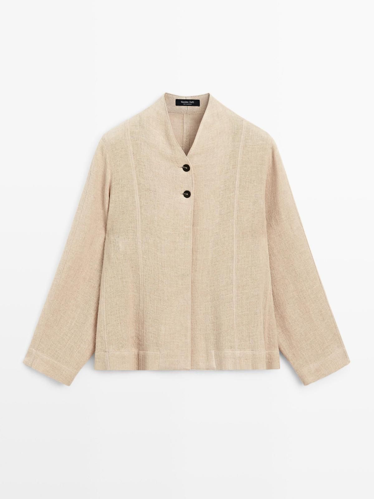마시모두띠 울 블렌드 브이넥 오버셔츠 베이지 5182/982 BEIGE - 상품 이미지