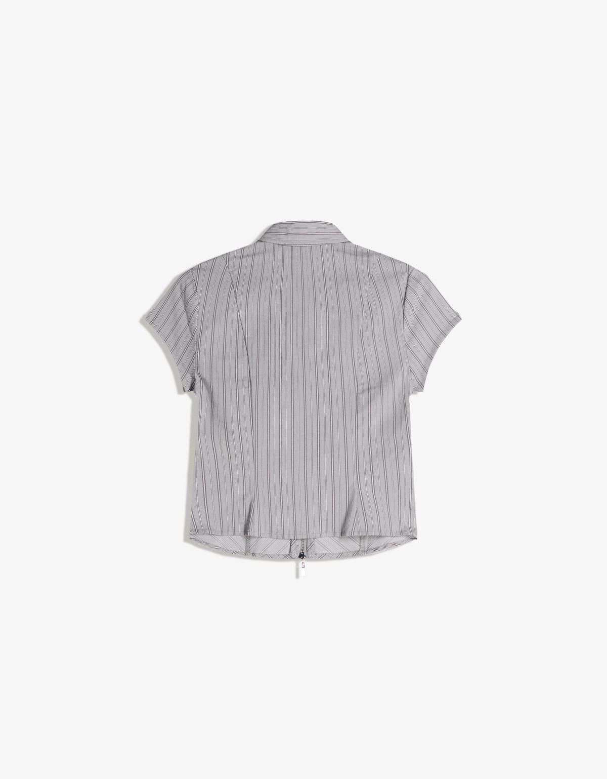 버쉬카 스트라이프 집업 반팔 셔츠 6267/710 DARK GREY - 상세 이미지 2