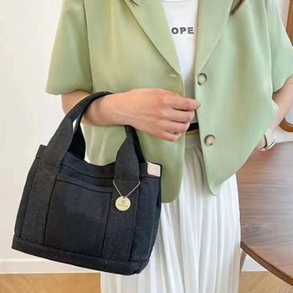 미니 캔버스 토트 백 캐주얼 데일리 토트 백 가벼운 - 상품 이미지