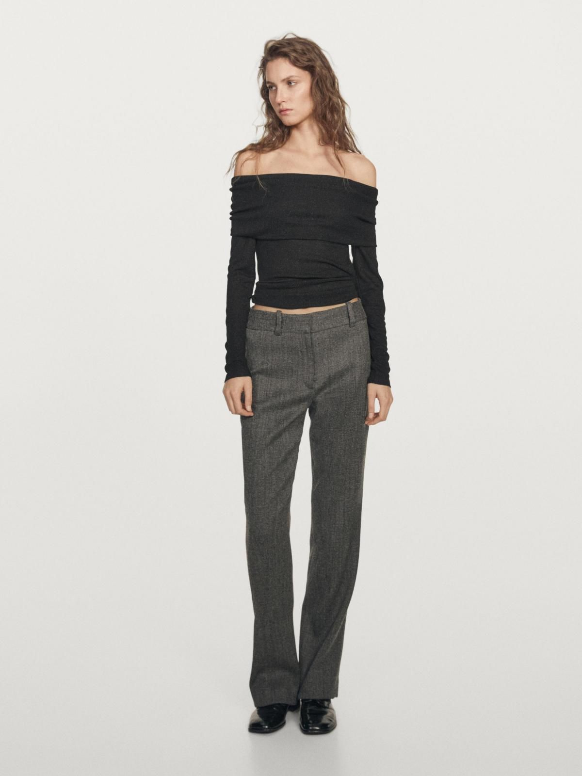 마시모두띠 메탈릭 오프숄더 골지 긴팔 티셔츠 6814/948 BLACK - 상세 이미지 2