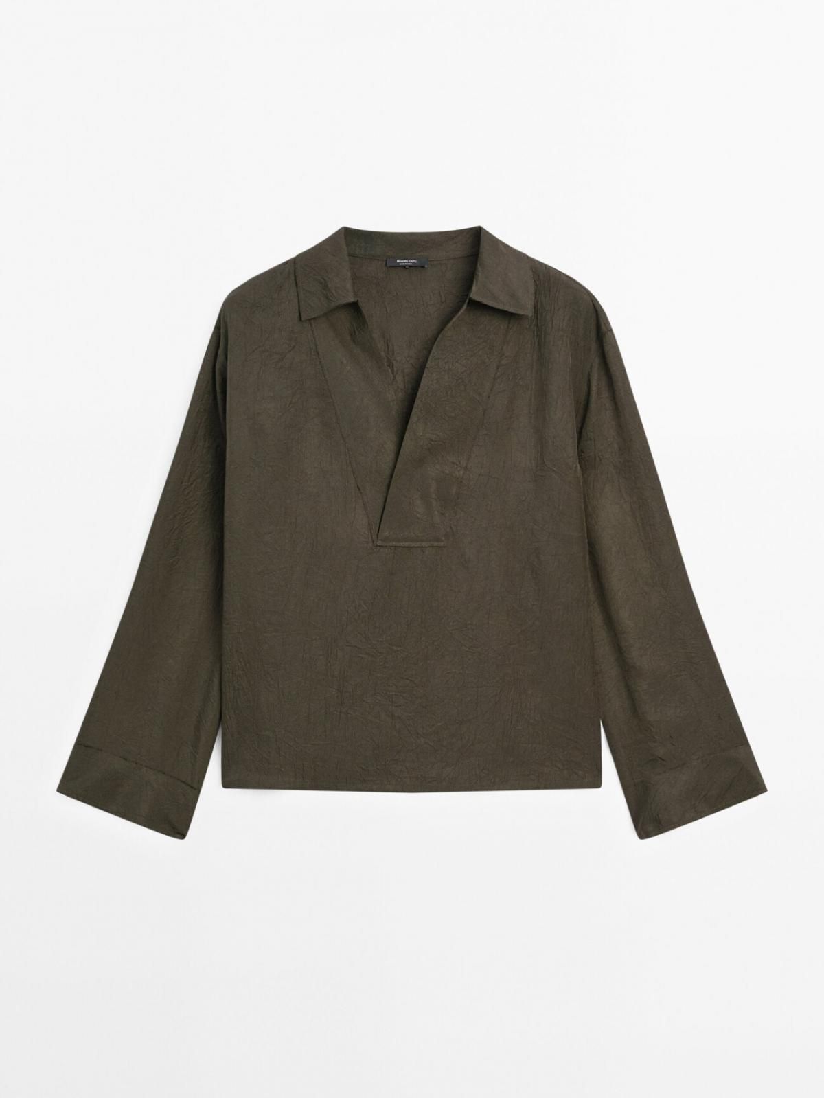 마시모두띠 와이드핏 프레이드 테크니컬 폴로칼라 블라우스 5153/968 ANTHRACITE GREY - 메인 이미지