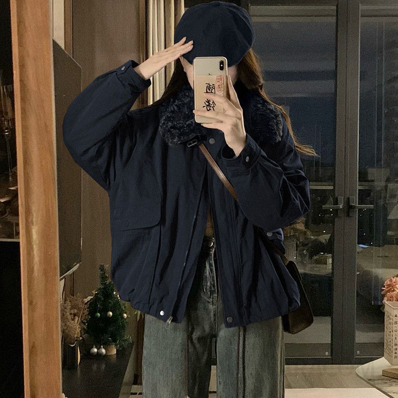 여성 겨울 빅사이즈 기모 안감 루즈핏 오버핏 항공 점퍼 따뜻한 아우터 자켓 데일리 캐주얼 코디 - 상세 이미지 4