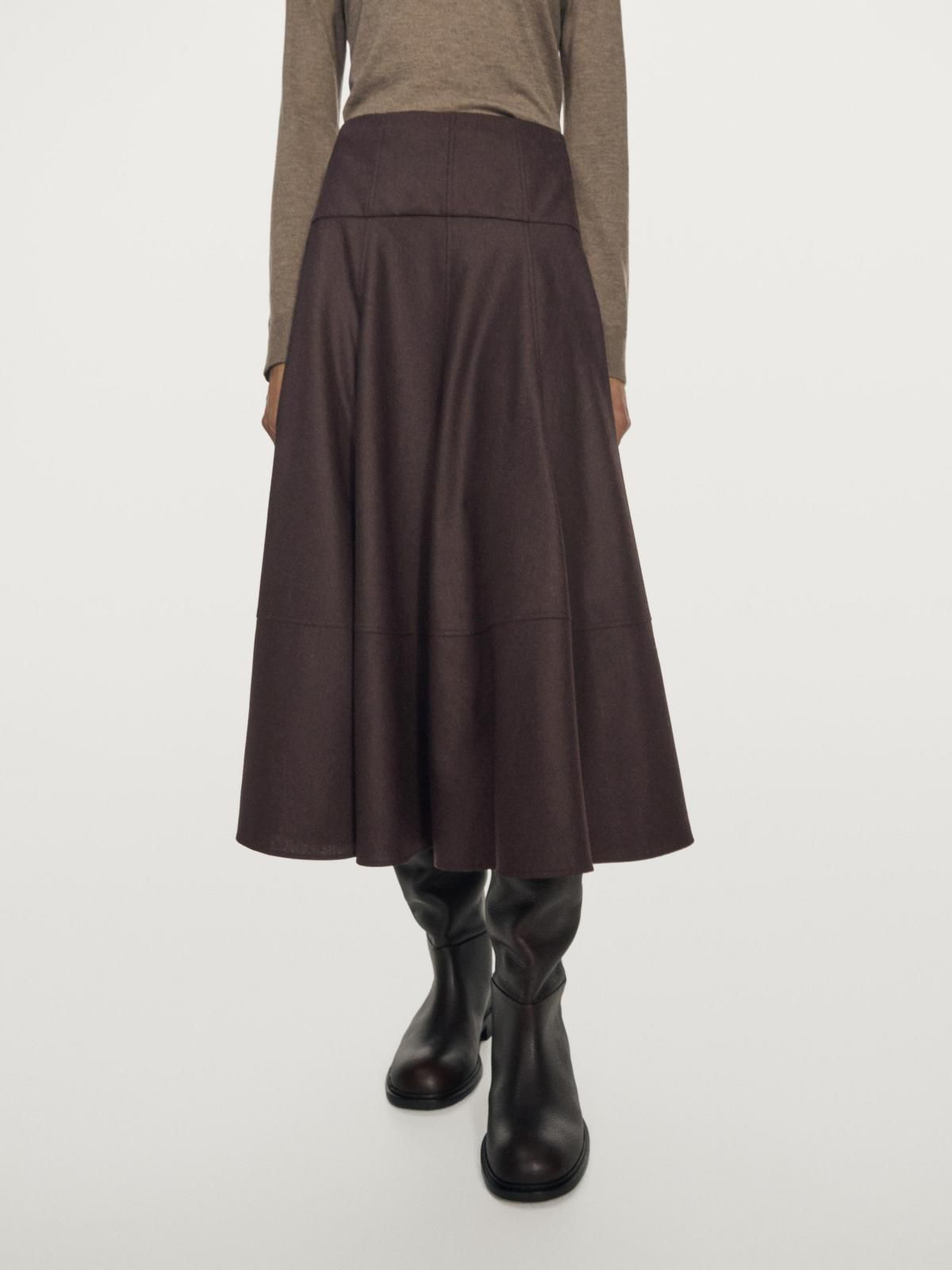 마시모두띠 울 블렌드 요크 미디 스커트 5235/505 BROWN - 상세 이미지 3