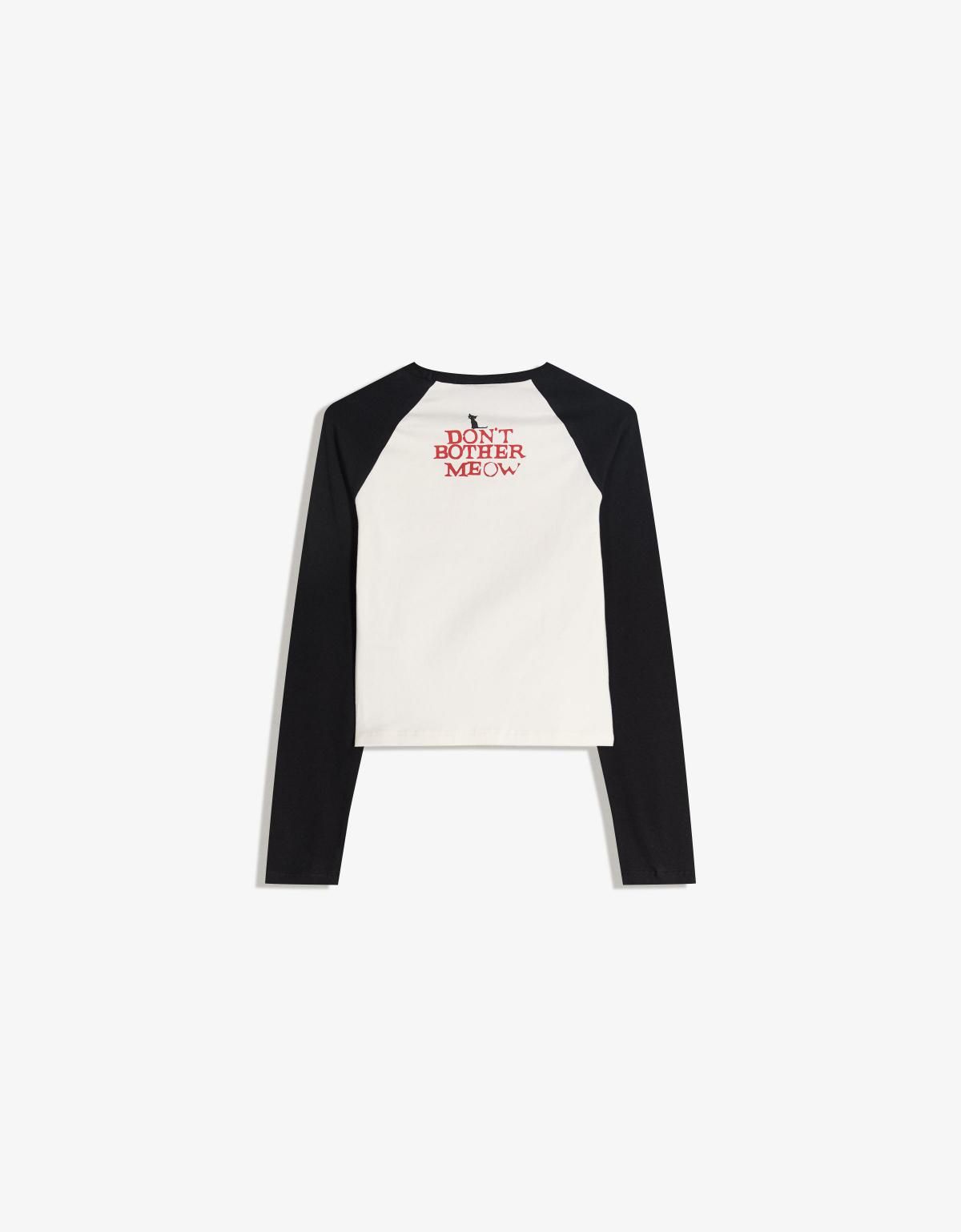 버쉬카 그래픽 프린트 배색 래글런 긴팔 티셔츠 7840/604 OFF WHITE - 상세 이미지 2
