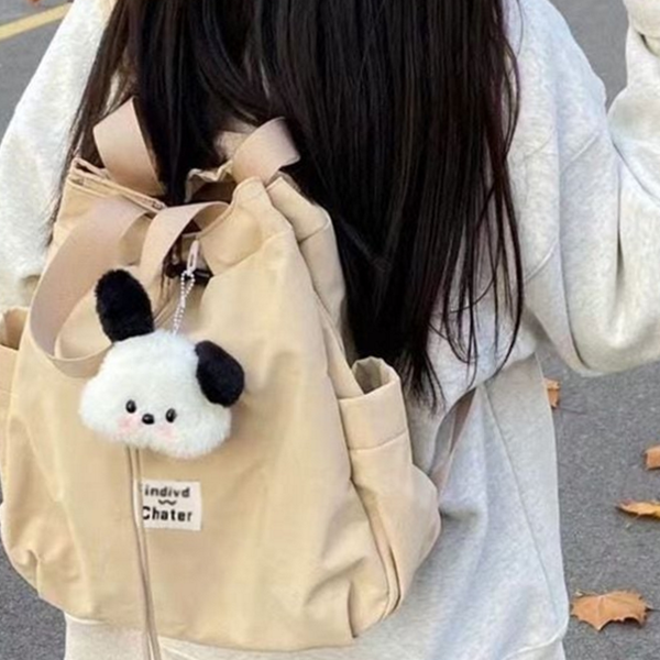 데일리 여성 백팩 심플 여성 나일론 백팩 캠퍼스 복조리 - 상품 이미지