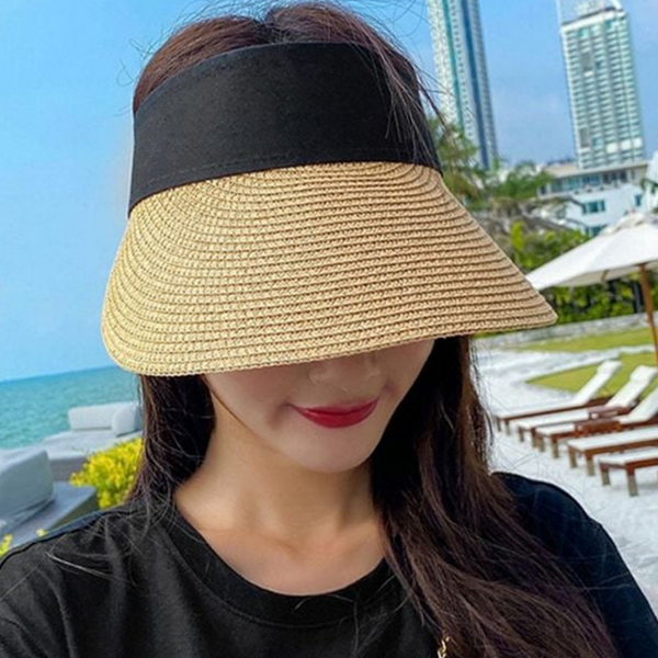 와이드캡 여성 비치 모자 휴양지 여름 밀짚 모자 - 상품 이미지
