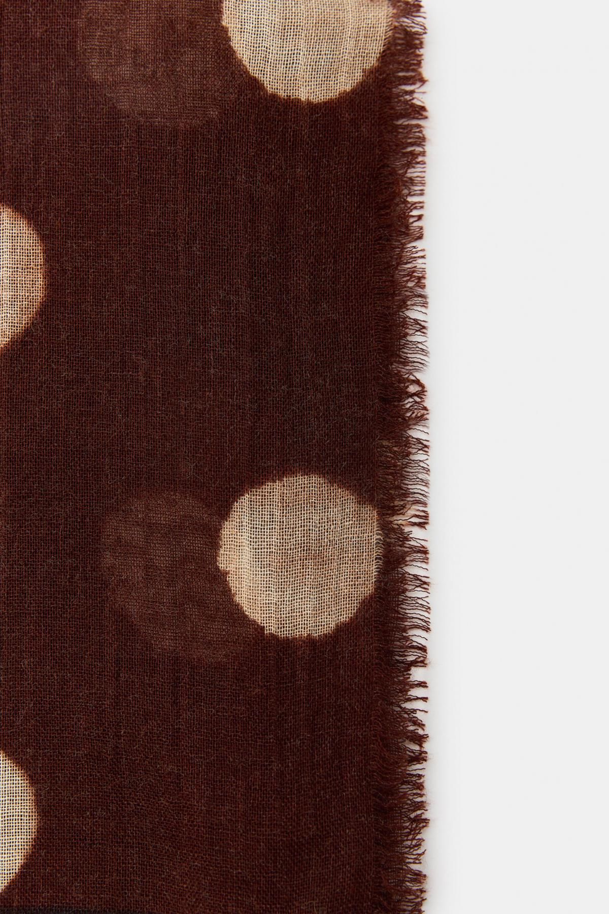 자라 도트 패턴 울 블렌드 스카프 4758/234 BROWN - 상세 이미지 5