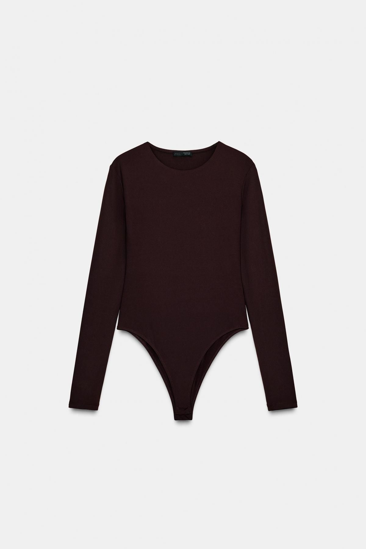 자라 베이직 폴리아미드 라운드넥 긴팔 바디수트 1026/825 DARK BROWN - 메인 이미지