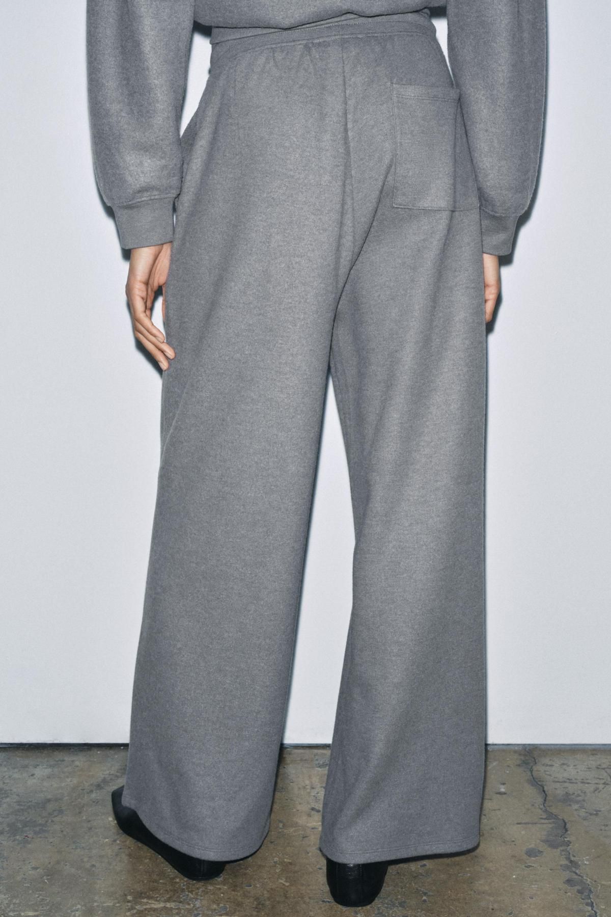 자라 소프트 리브드 와이드 스트레이트 팬츠 3253/837 MID-GREY - 상세 이미지 4