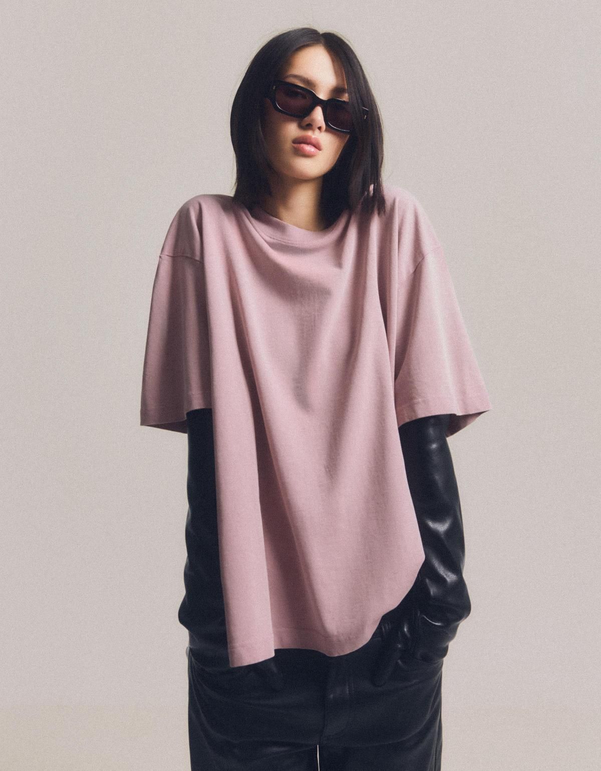 버쉬카 오버핏 베이직 반팔 티셔츠 7650/443 PINK - 상세 이미지 4