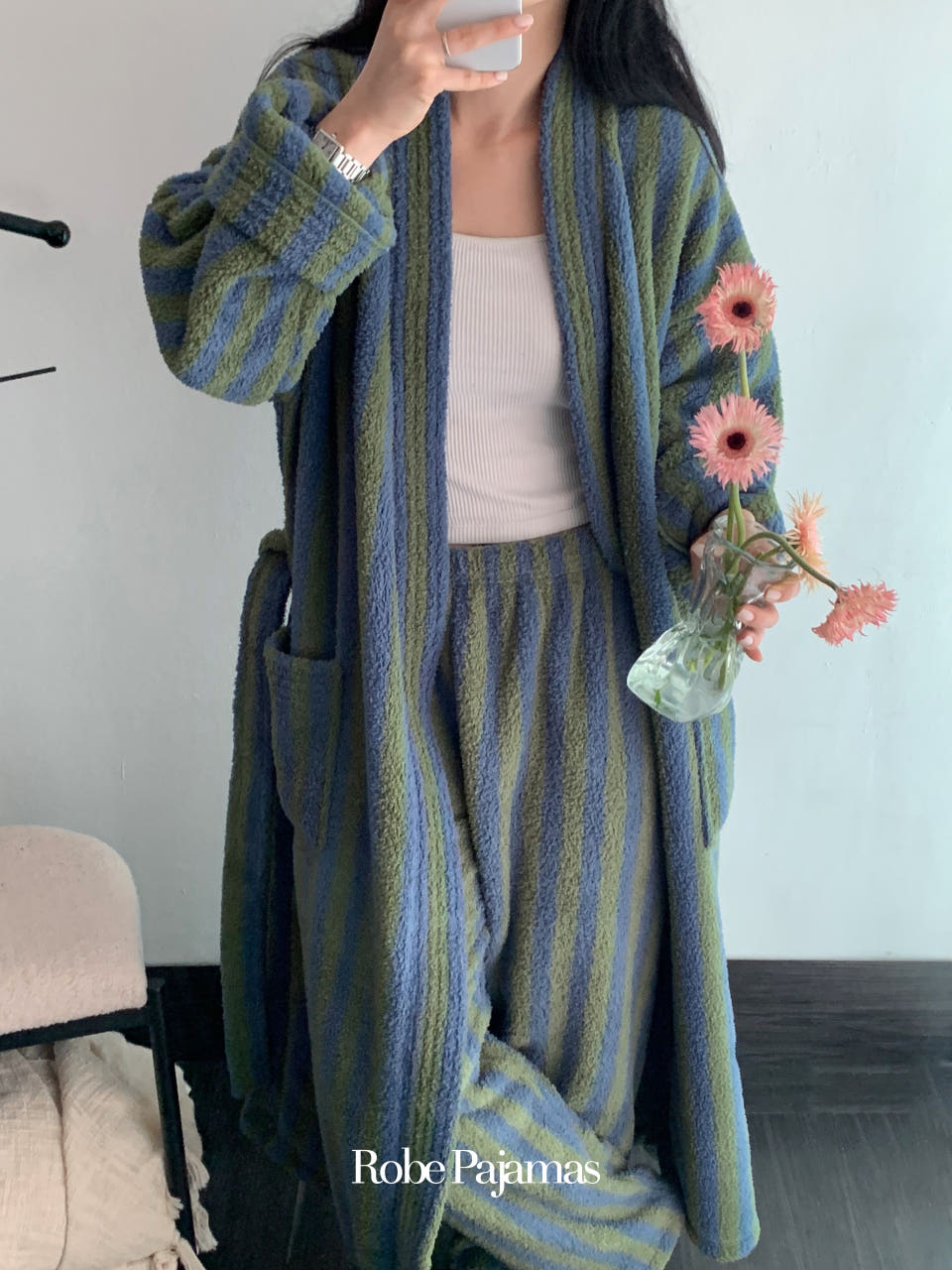 로브 극세사 샤워가운 2XL 3XL 임산부 빅사이즈 커플수면잠옷 제품 이미지