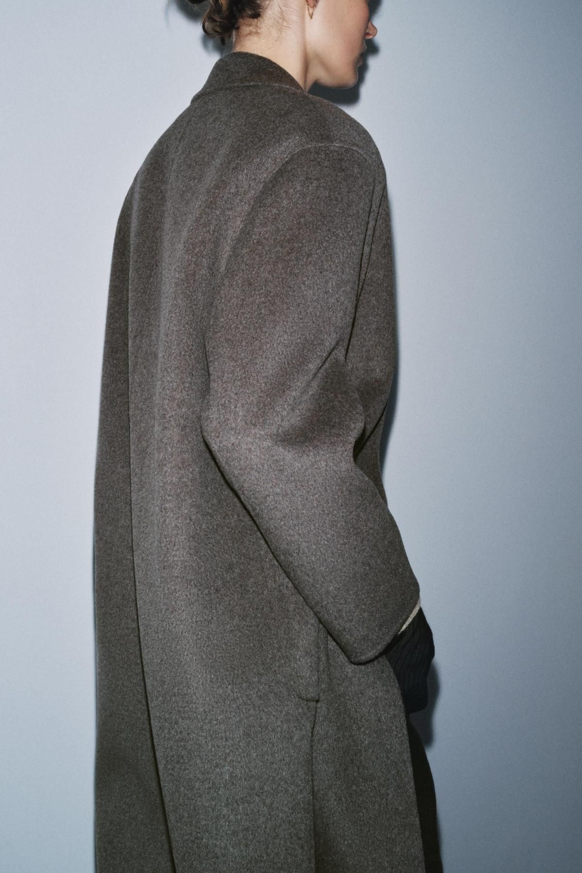 자라 프리미엄 울 혼방 퍼카라 롱 코트 7522/258 TAUPE GREY - 상세 이미지 4