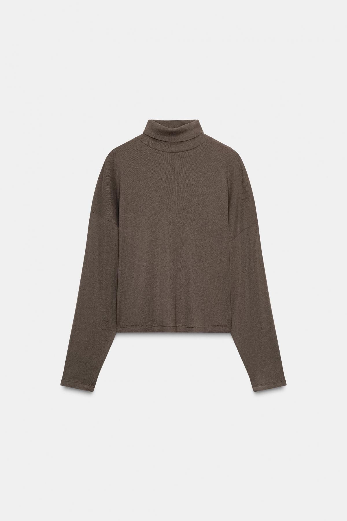자라 베이직 하이넥 코튼 긴팔 티셔츠 5644/944 KHAKI MARL - 메인 이미지