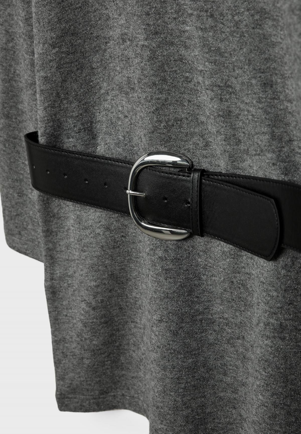 스트라디바리우스 라운드넥 벨티드 니트 미니 원피스 8177/595 DARK GREY - 상세 이미지 3