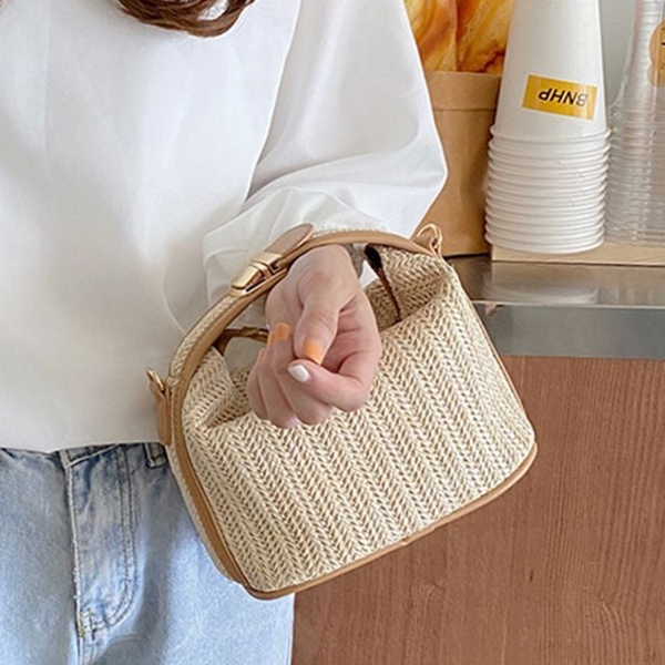 미니 여성 라탄 백 밀짚 여성 토트 백 핸드백 - 상품 이미지