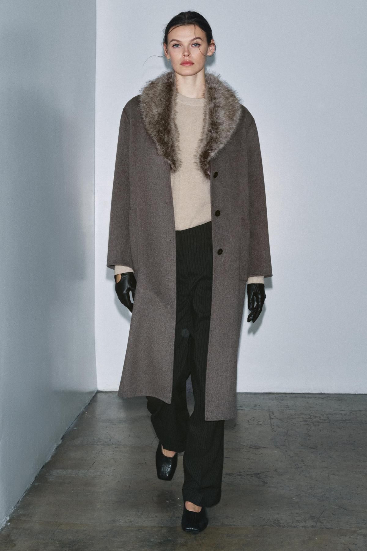 자라 프리미엄 울 혼방 퍼카라 롱 코트 7522/258 TAUPE GREY - 상세 이미지 2
