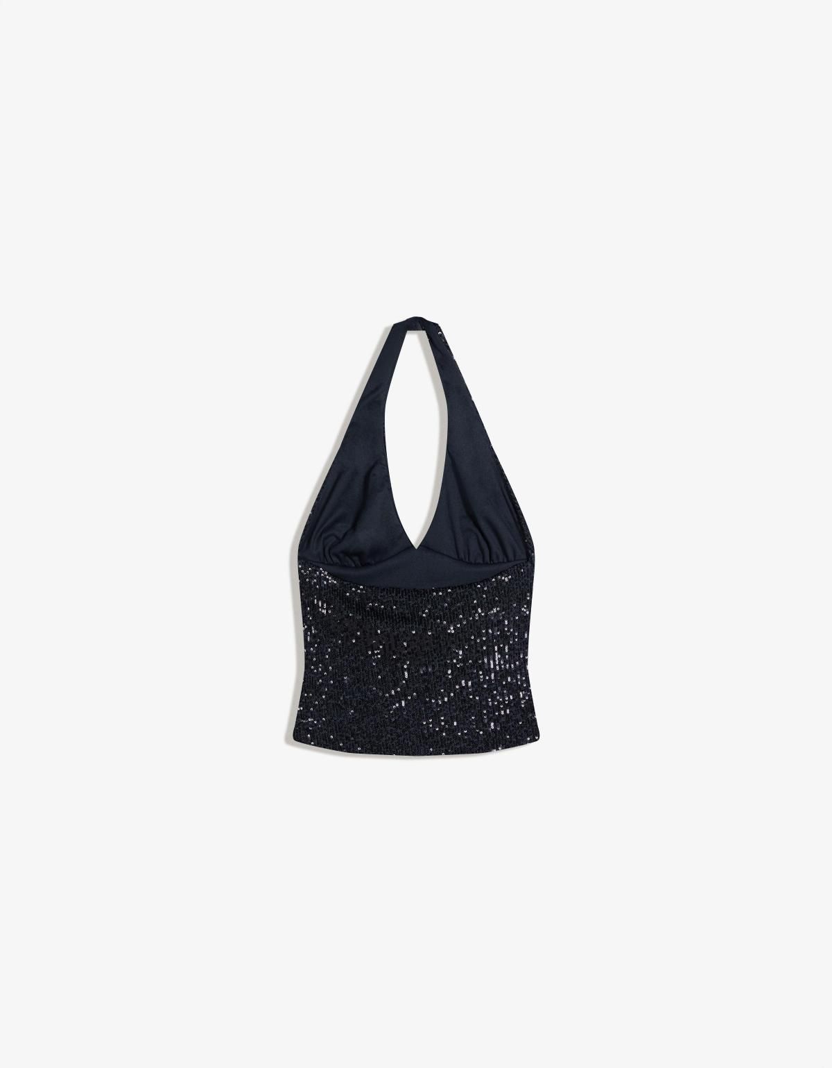 버쉬카 글리터 시퀸 홀터넥 드레이프 탑 8789/710 DARK BLUE - 상세 이미지 2