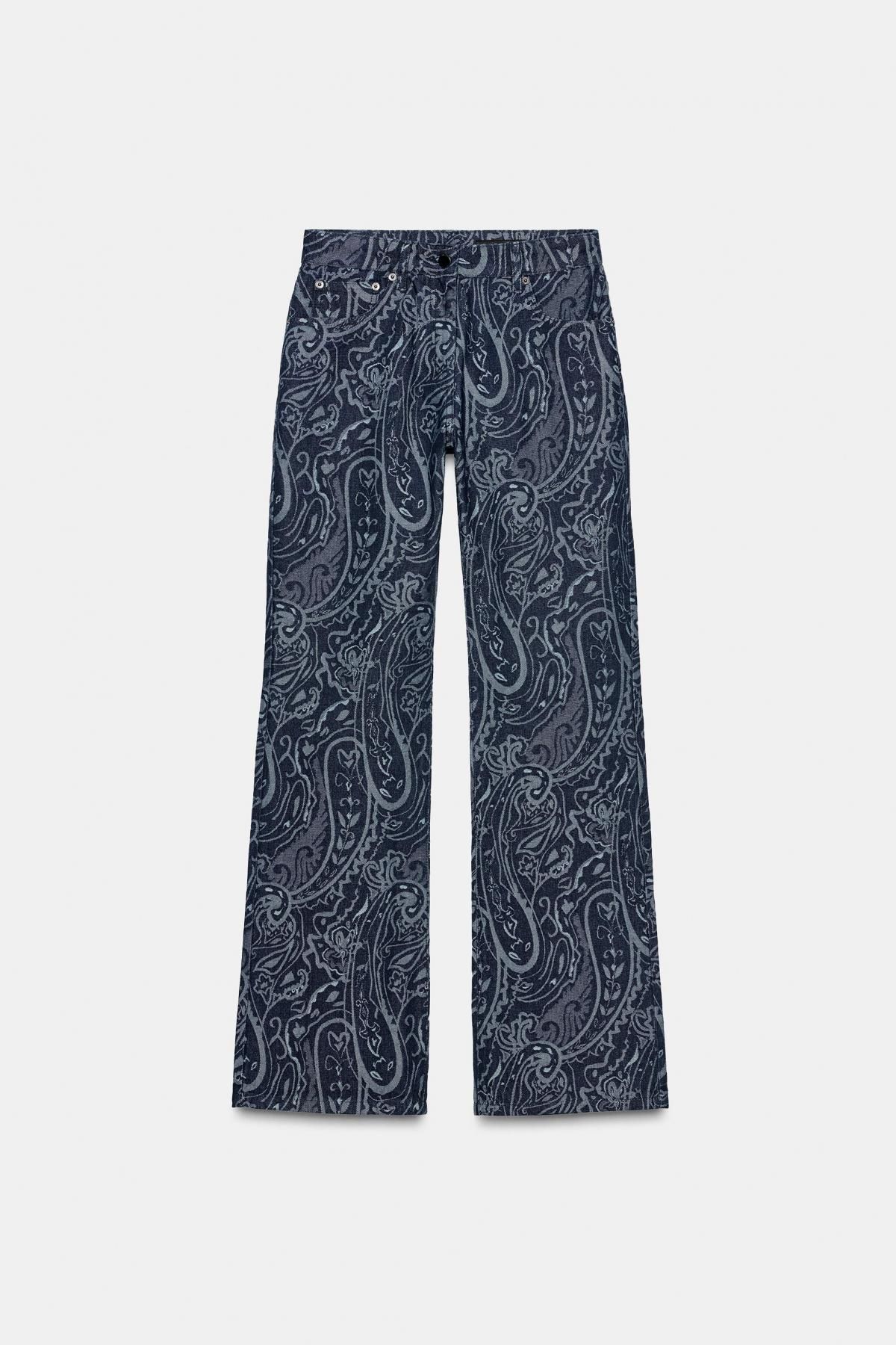 자라 페이즐리 자카드 데님 와이드 팬츠 4088/250 BLUE - 메인 이미지