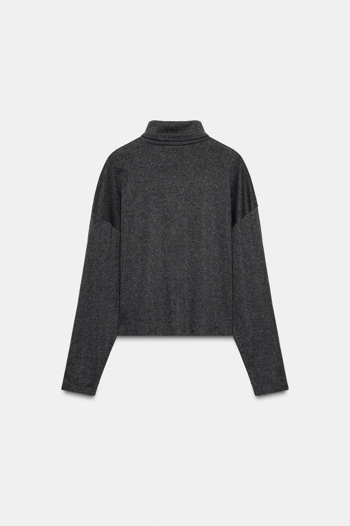자라 베이직 하이넥 코튼 긴팔 티셔츠 5644/944 ANTHRACITE GREY - 상세 이미지 5