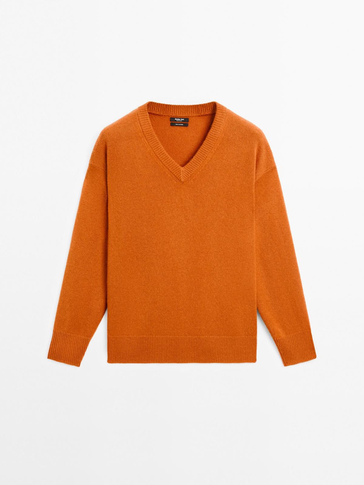 마시모두띠 프리미엄 캐시미어 브이넥 오버핏 스웨터 5614/565 ORANGE - 메인 이미지
