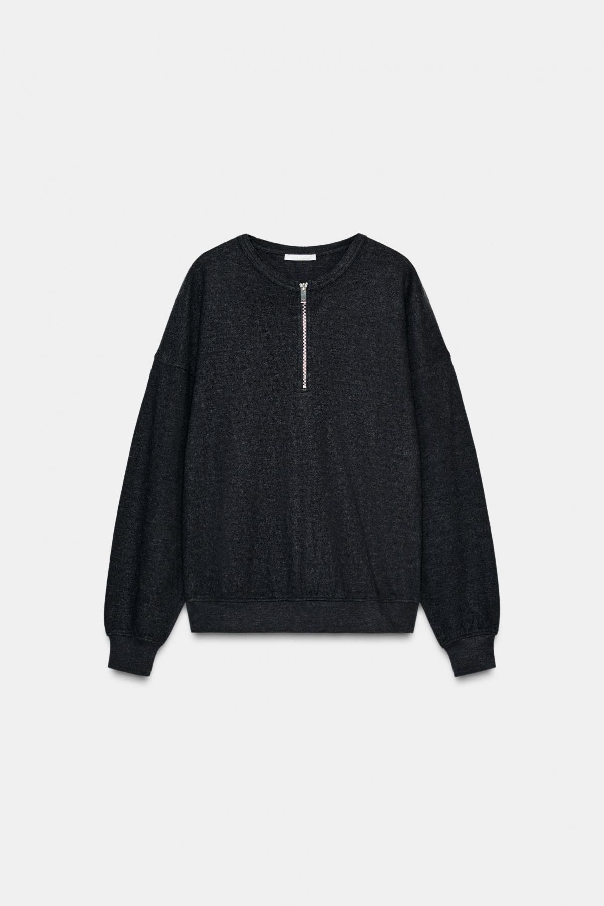 자라 소프트 리브드 지퍼넥 스웨트셔츠 3253/846 DARK GREY - 메인 이미지
