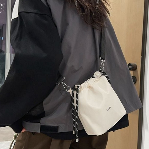 데일리 여성 숄더백 캐주얼 나일론 숄더백 드로스트링 복조리 - 상품 이미지