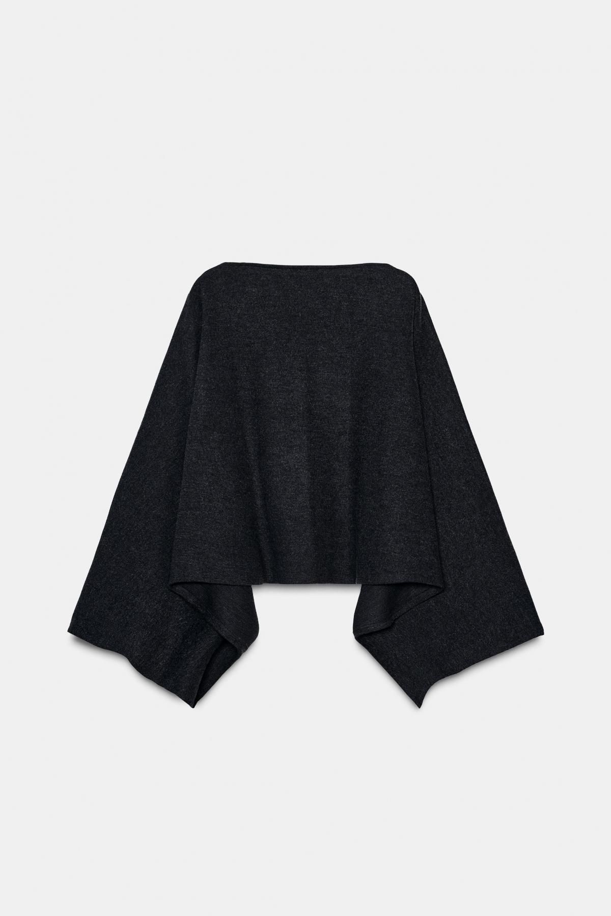 자라 모던 비대칭 소프트 니트 케이프 3253/832 DARK GREY - 상세 이미지 4