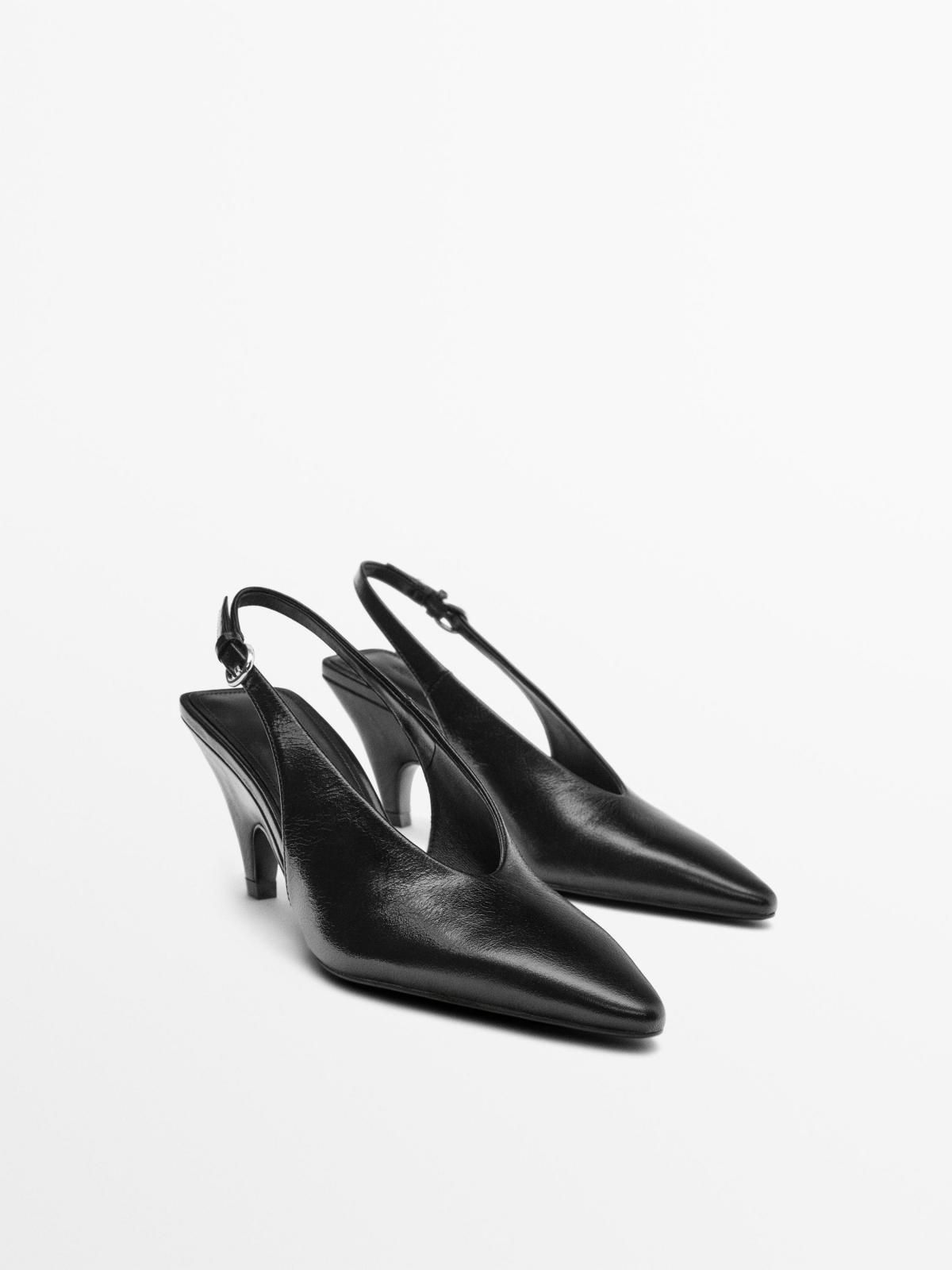 마시모두띠 프리미엄 레더 8cm 힐 슬링백 슈즈 1405/750 BLACK - 상세 이미지 4
