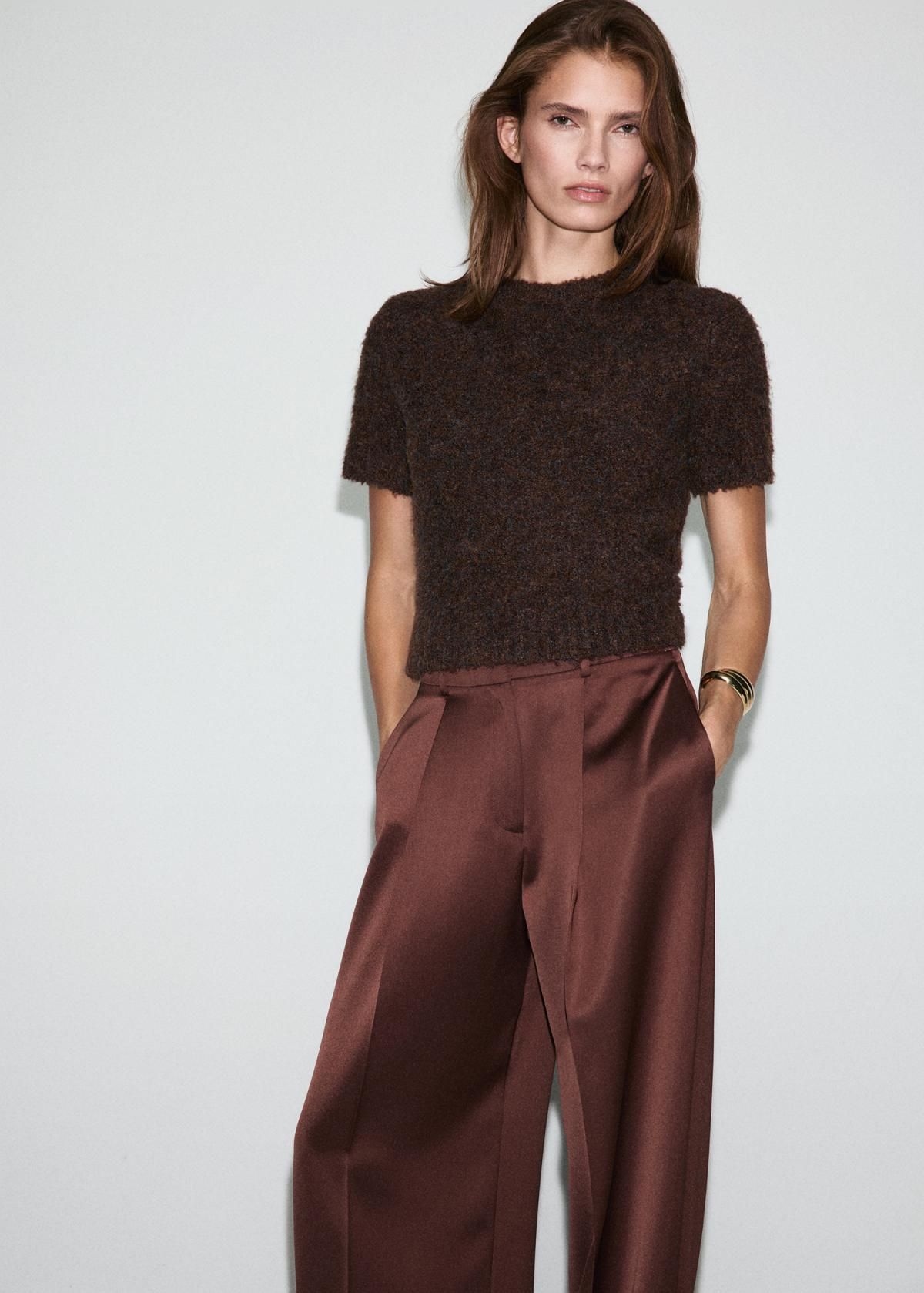 망고 새틴 정장 슬랙스 팬츠 17039407 MARRON - 상세 이미지 4