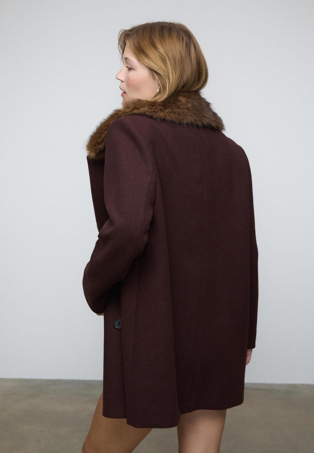 스트라디바리우스 페이크 퍼카라 펠트 롱 더블 코트 5812/788 BROWN - 상세 이미지 5