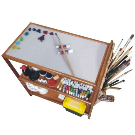 미술용품 정리대 이동식 화방 물감 기름통 미술카트 수납함 테이블 보관함