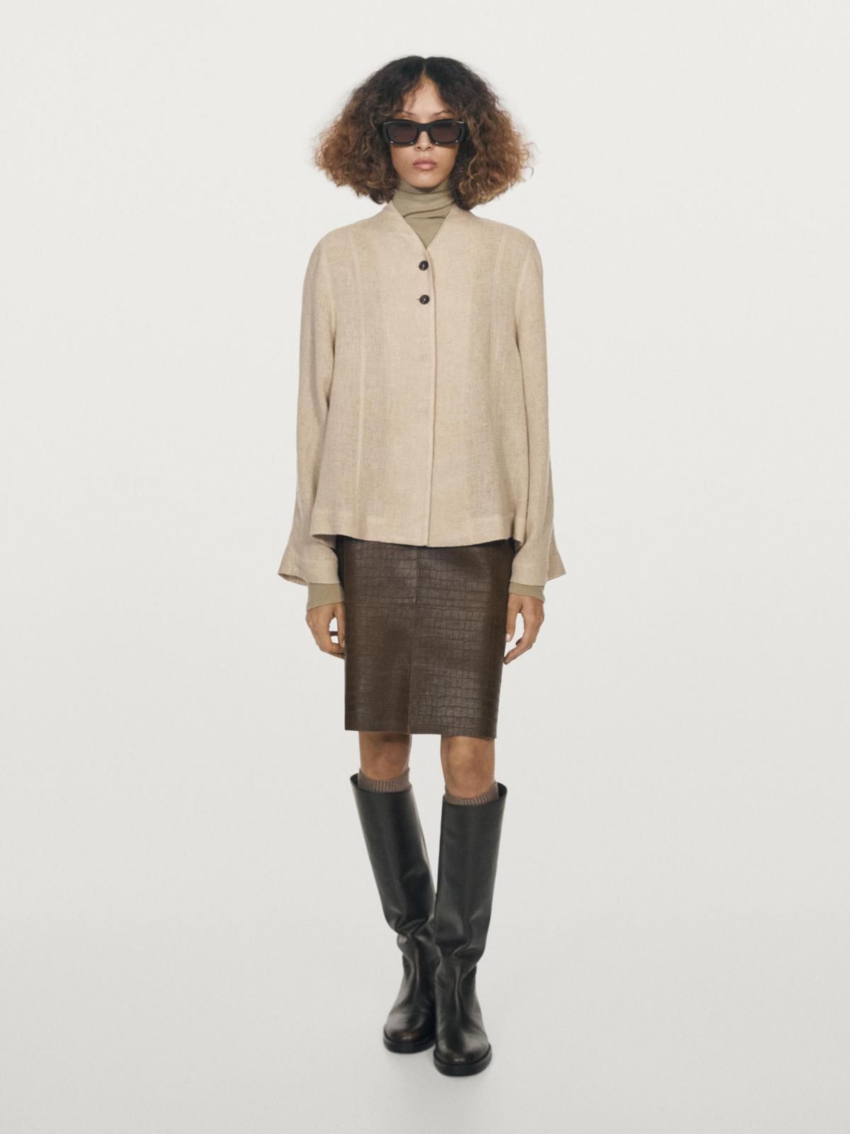 마시모두띠 울 블렌드 브이넥 오버셔츠 베이지 5182/982 BEIGE - 상세 이미지 2