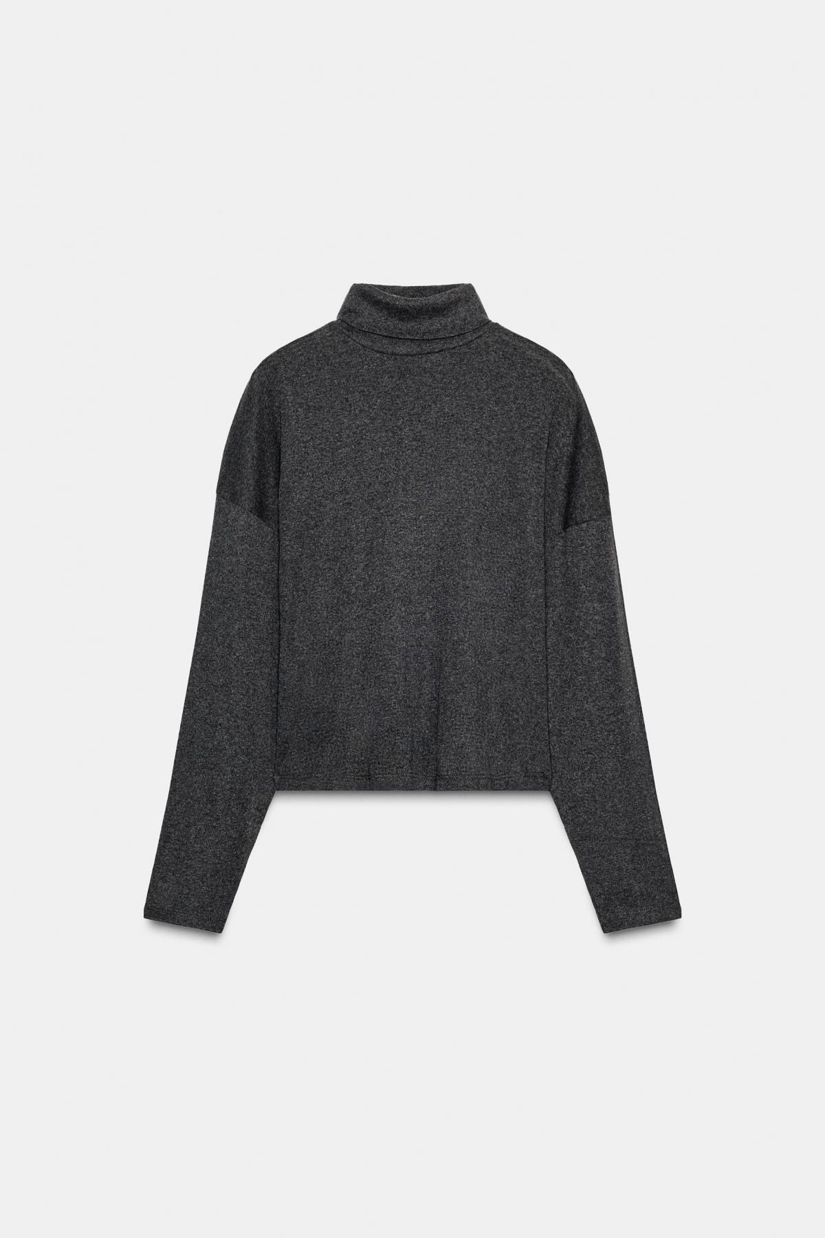 자라 베이직 하이넥 코튼 긴팔 티셔츠 5644/944 ANTHRACITE GREY - 메인 이미지