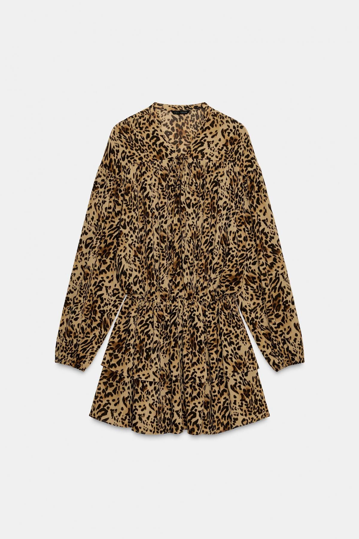자라 애니멀 프린트 러플 미니 원피스 4772/230 LEOPARD - 메인 이미지