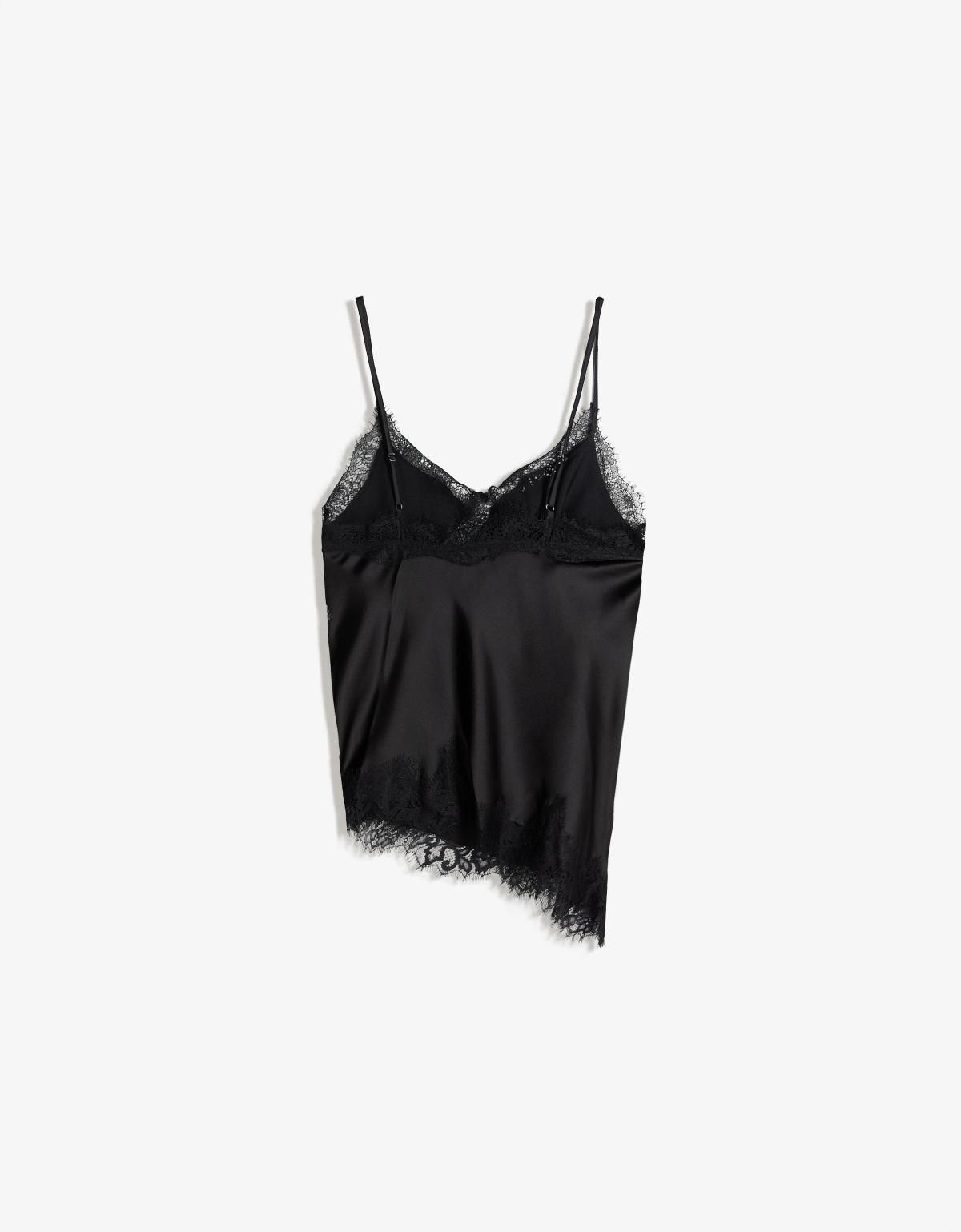버쉬카 트렌디 새틴 비대칭 스트랩 탑 8817/692 BLACK - 상세 이미지 2