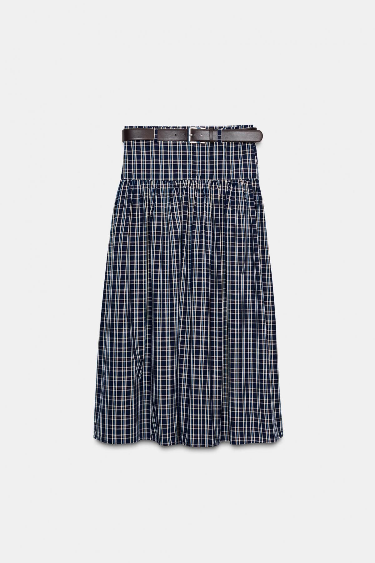 자라 체크 플리츠 벨트 미디 스커트 6929/522 BLUE / NAVY - 메인 이미지