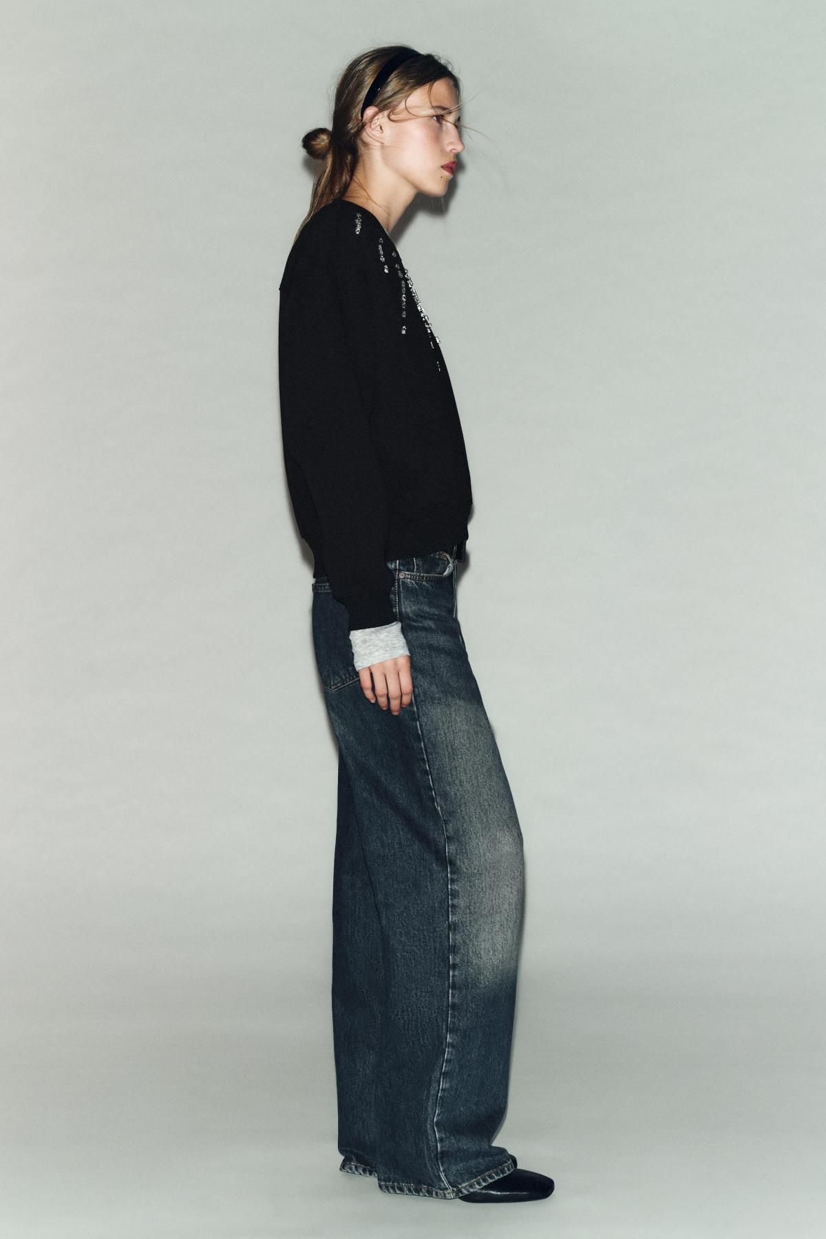 자라 주얼리 라운드넥 스웨트셔츠 1165/859 BLACK - 상세 이미지 4