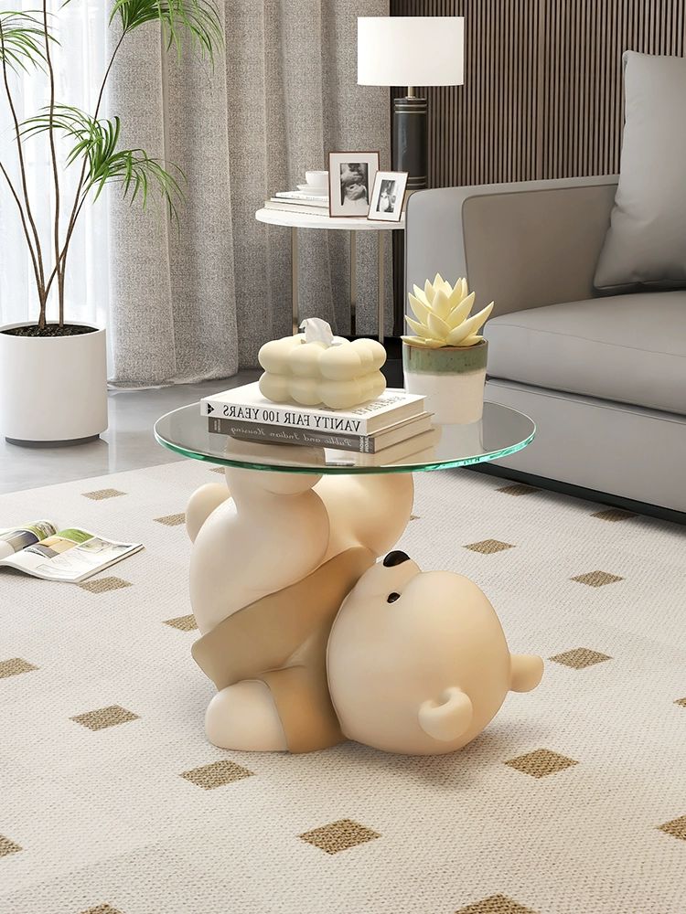 크림 곰 스탠딩 장식품 거실 침실 소파 테이블 집들이 선물 굽은 다리 곰-브라운 - 상세 이미지 3