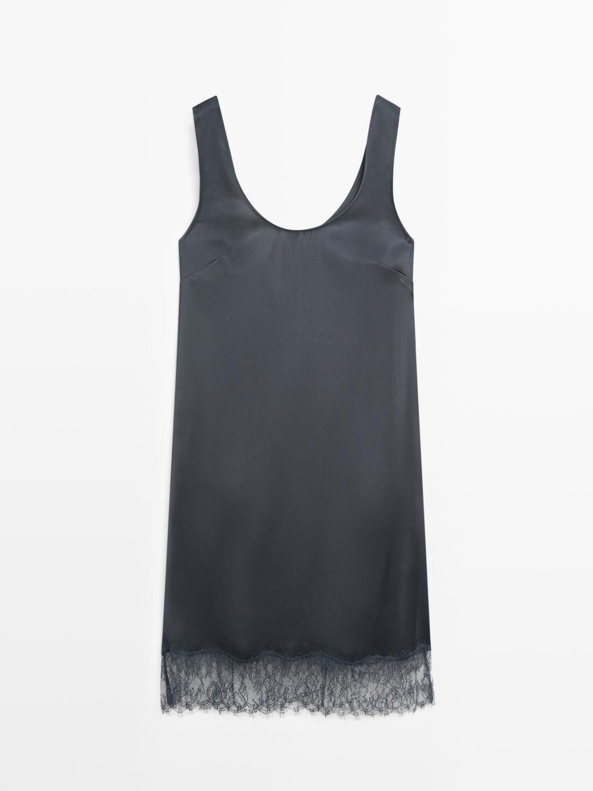 마시모두띠 새틴 레이스 미니 원피스 6666/507 DARK BLUE - 메인 이미지